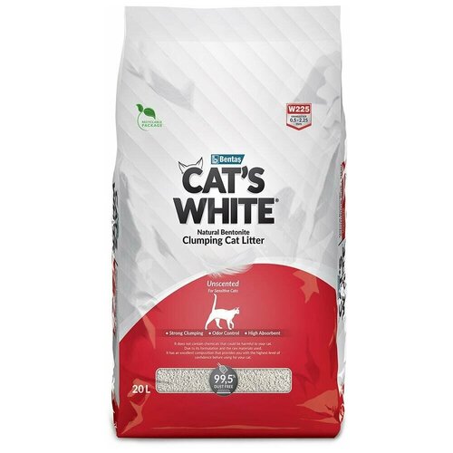 Комкующийся наполнитель для туалета кошек Cat's White Natural 20 л./17,1 кг. (натуральный) фотография