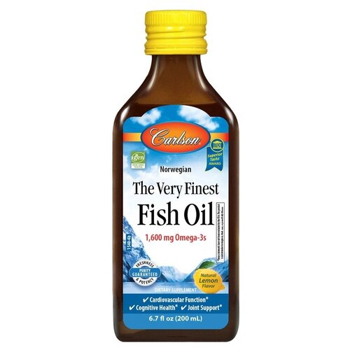 Carlson Labs Norwegian The Very Finest Fish Oil (норвежская серия самый лучший рыбий жир) с натуральным лимонным вкусом 1600 мг 200 мл фотография