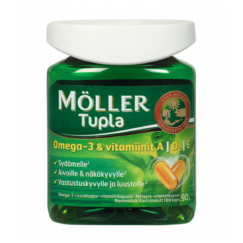 Moller Tupla Omega-3 капсулы с рыбьим жиром и витаминами. Рыбий жир мeллер капсулы , 100 шт. Норвегия фотография