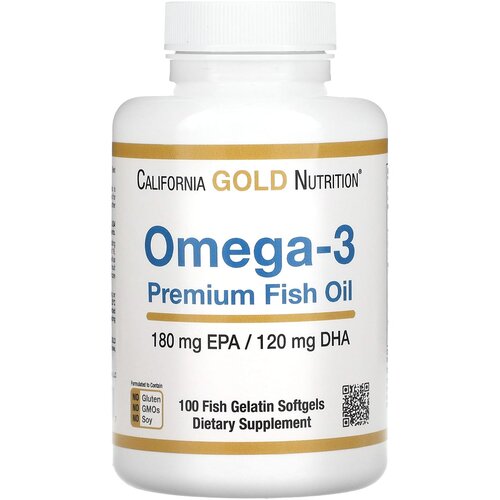 California Gold Nutrition Omega-3 Premium Fish Oil капс., 180 г, 100 шт. фотография