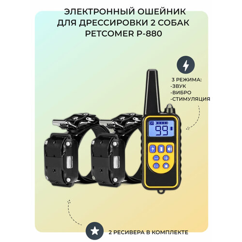 Электронный ошейник для дрессировки двух собак Petcomer P-880 фотография