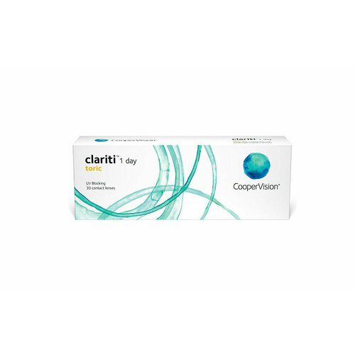 Контактные линзы CooperVision Clariti 1 day toric., 30 шт., R 8,6, D -3,25, CYL: -1,75, AХ: 120, ADD: +1.00 D, прозрачный, 1 уп. фотография