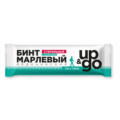 Up&Go / Ап энд Гоу - бинт марлевый медицинский стерильный, индивидуальная упаковка, 7 м x 14 см купить за 134 руб, фото